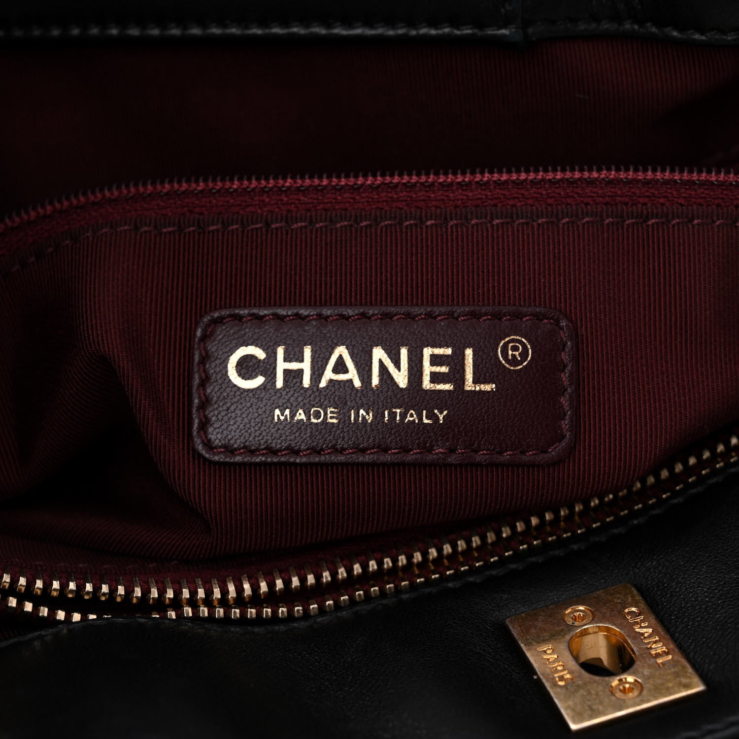 Chanel Iridescent Calfskin Lambskin Chevron Quilted Shopping Tote Black 6 of 10