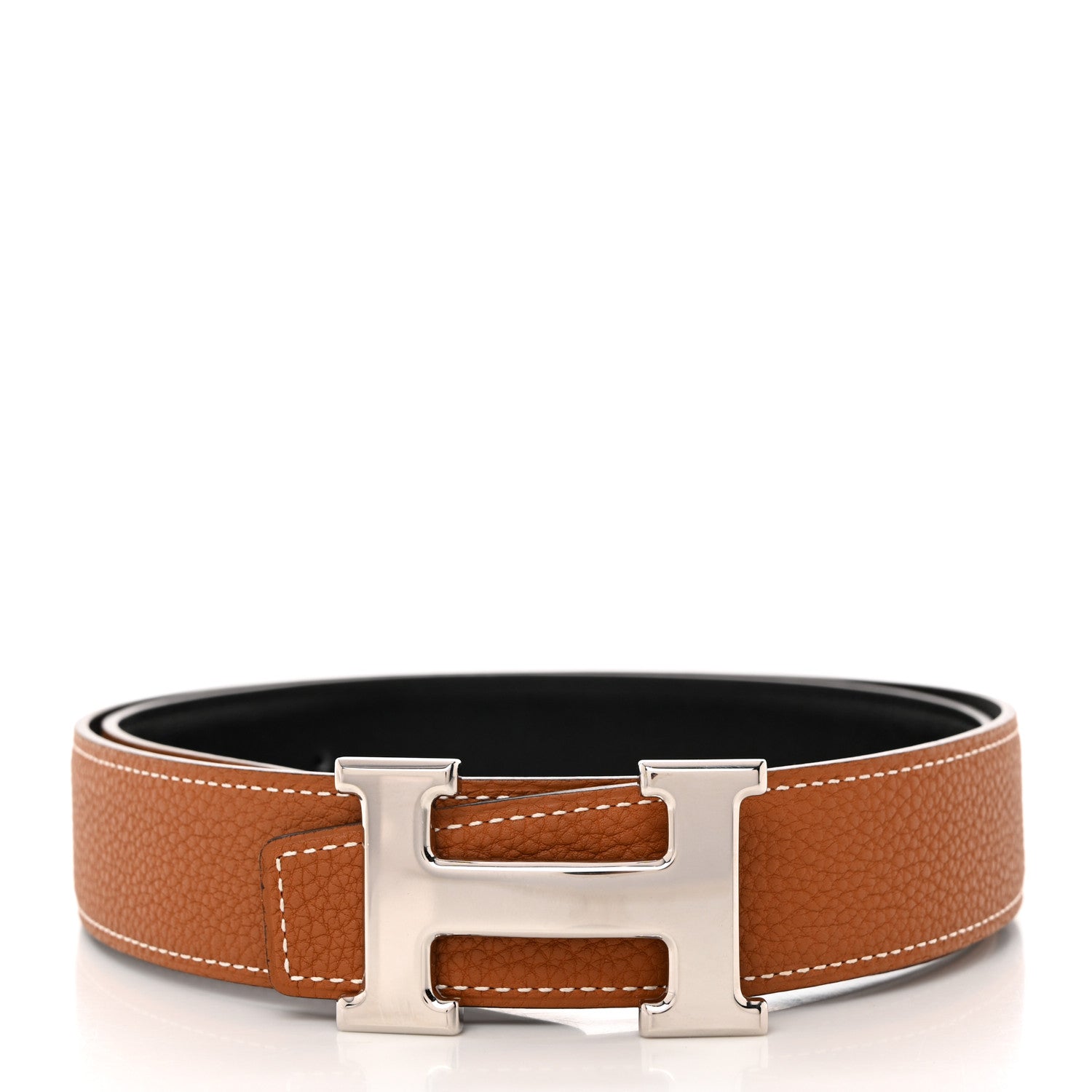 Hermes Chamonix 135 Togo Constance Belt 85 34 Black Gold 2 of 7