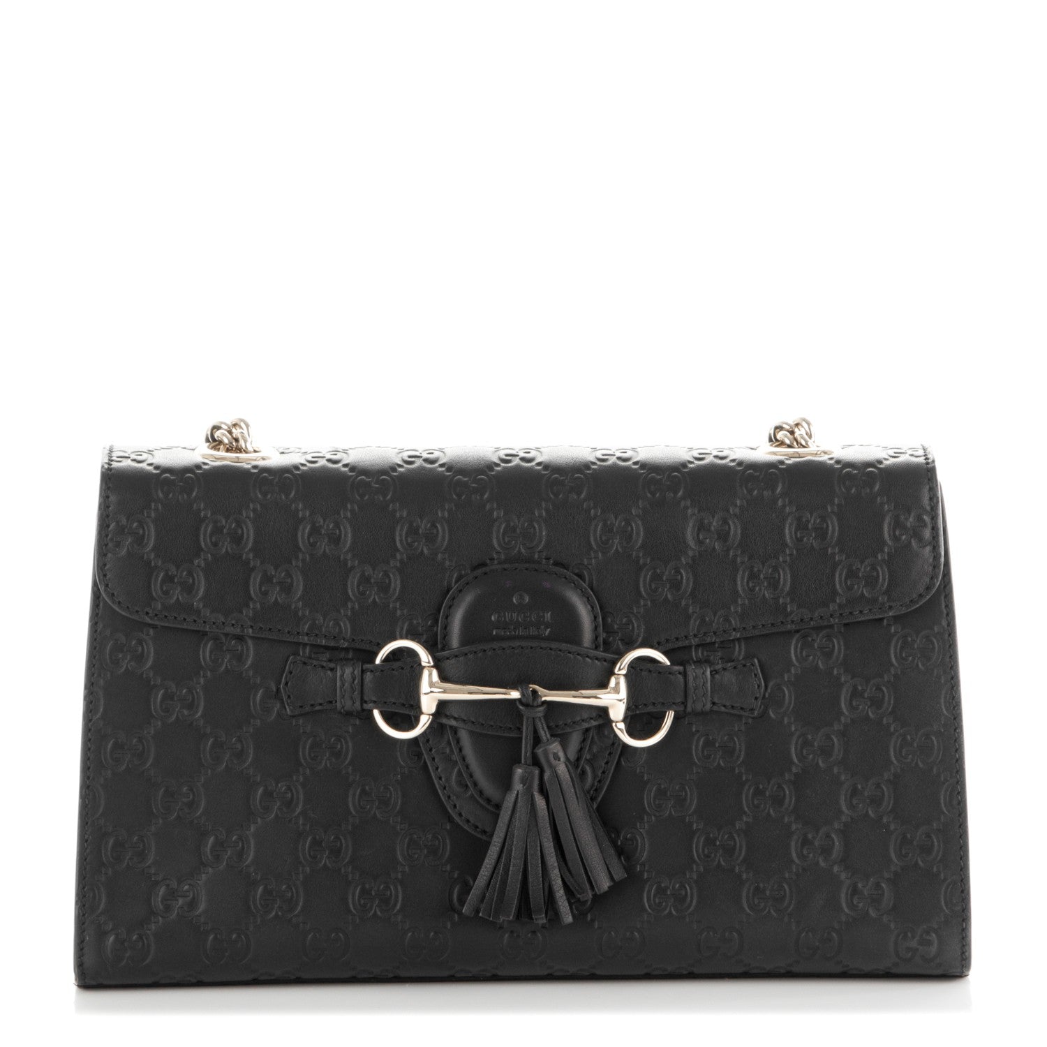 Gucci Guccissima Medium Emily Chain Shoulder Bag Black 1 of 7