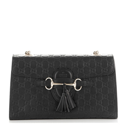 Gucci Guccissima Medium Emily Chain Shoulder Bag Black 1 of 7