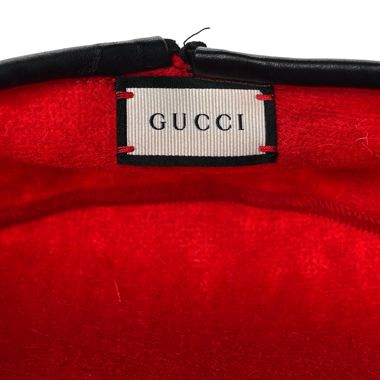 Felt Embroidered GG Patch Beret Hat L Red