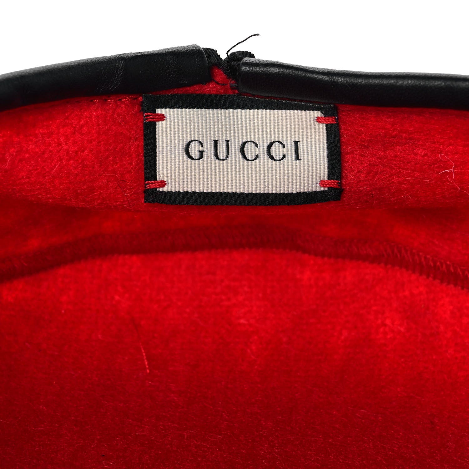 Gucci Felt Embroidered GG Patch Beret Hat L Red 5 of 6
