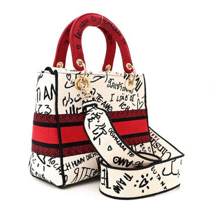 Christian Dior Canvas Medium DiorAmour Graffiti Lady D-Lite Latte 3 of 10