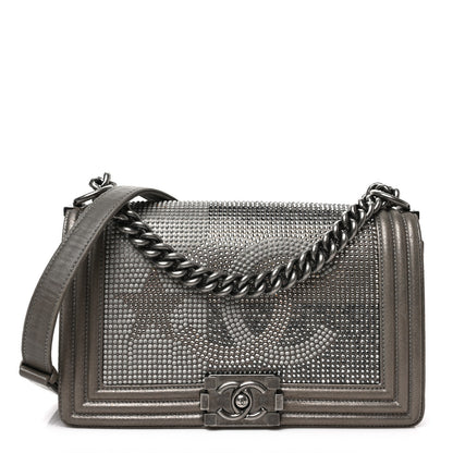 Chanel Iridescent Calfskin Quilted Strass Medium Paris Dallas Boy Flap Dark Khaki 1 of 7