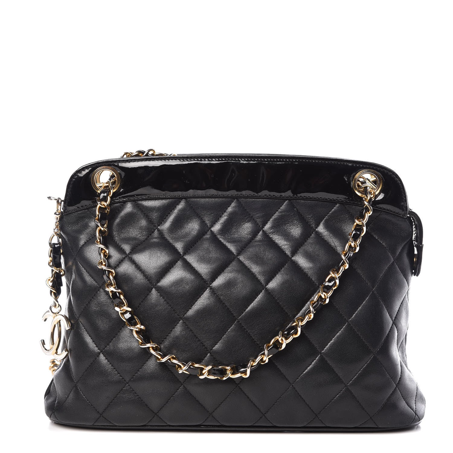 Chanel Lambskin Patent Quilted Shoulder Bag Black 1 of 10