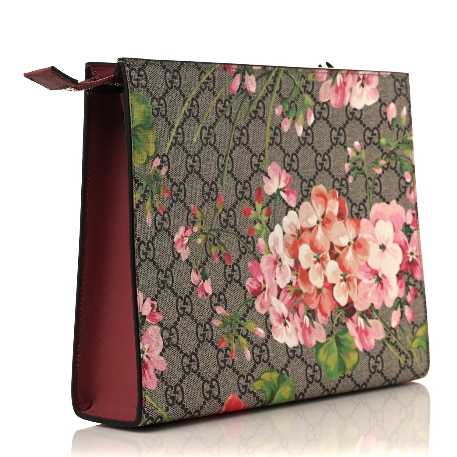 Gucci GG Supreme Monogram Blooms Large Cosmetic Case Beige Multicolor Dry Rose 3 of 9