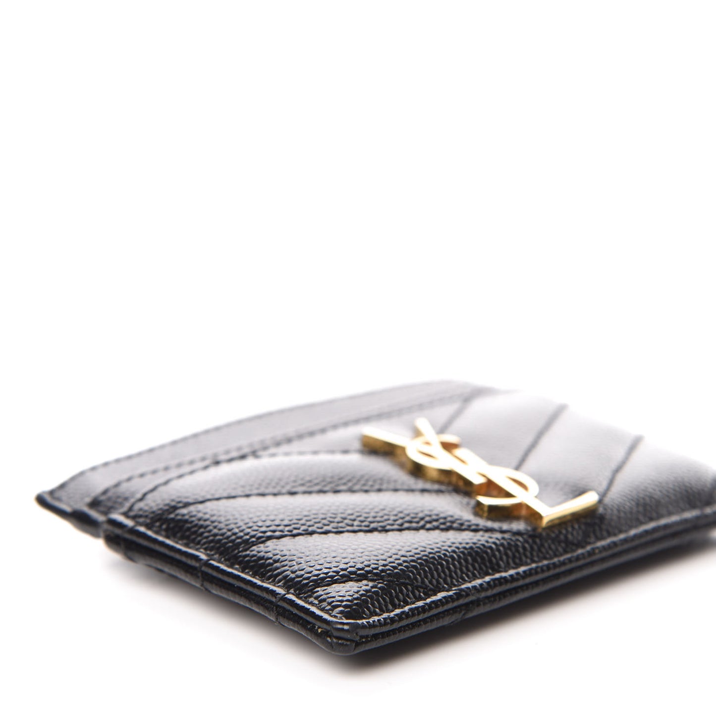 Grain De Poudre Matelasse Chevron Monogram Credit Card Case Black