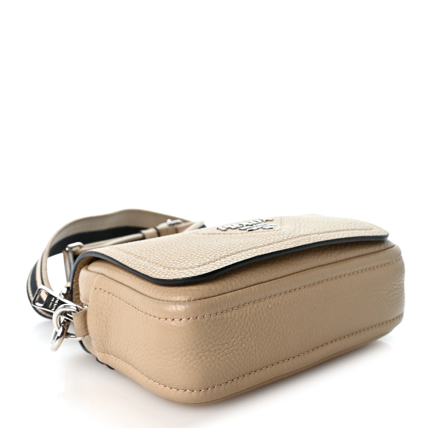 Prada Vitello Daino Soft Flap Crossbody Sabbia 4 of 10