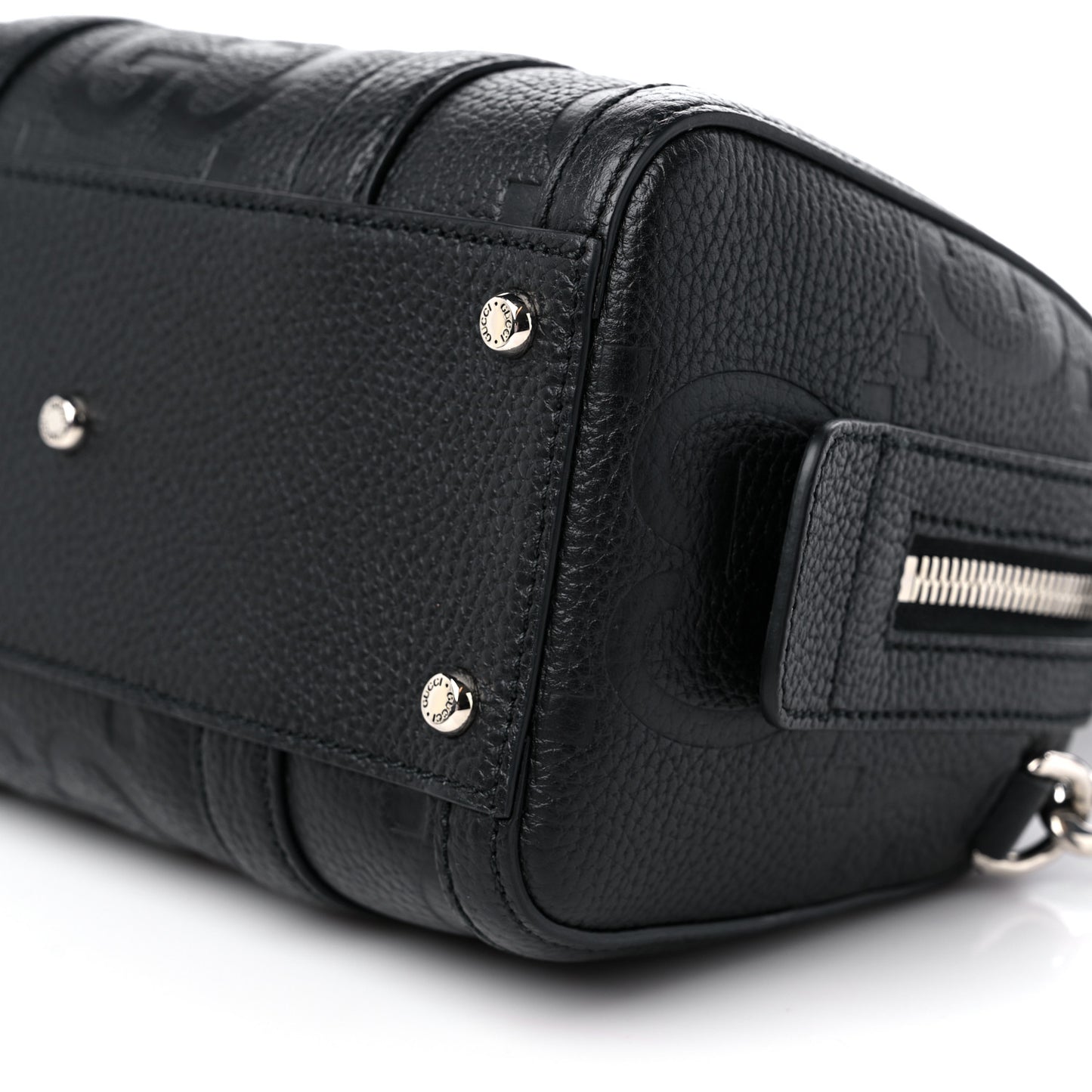 Piuma Calfskin Jumbo GG Embossed Mini Duffle Bag Black