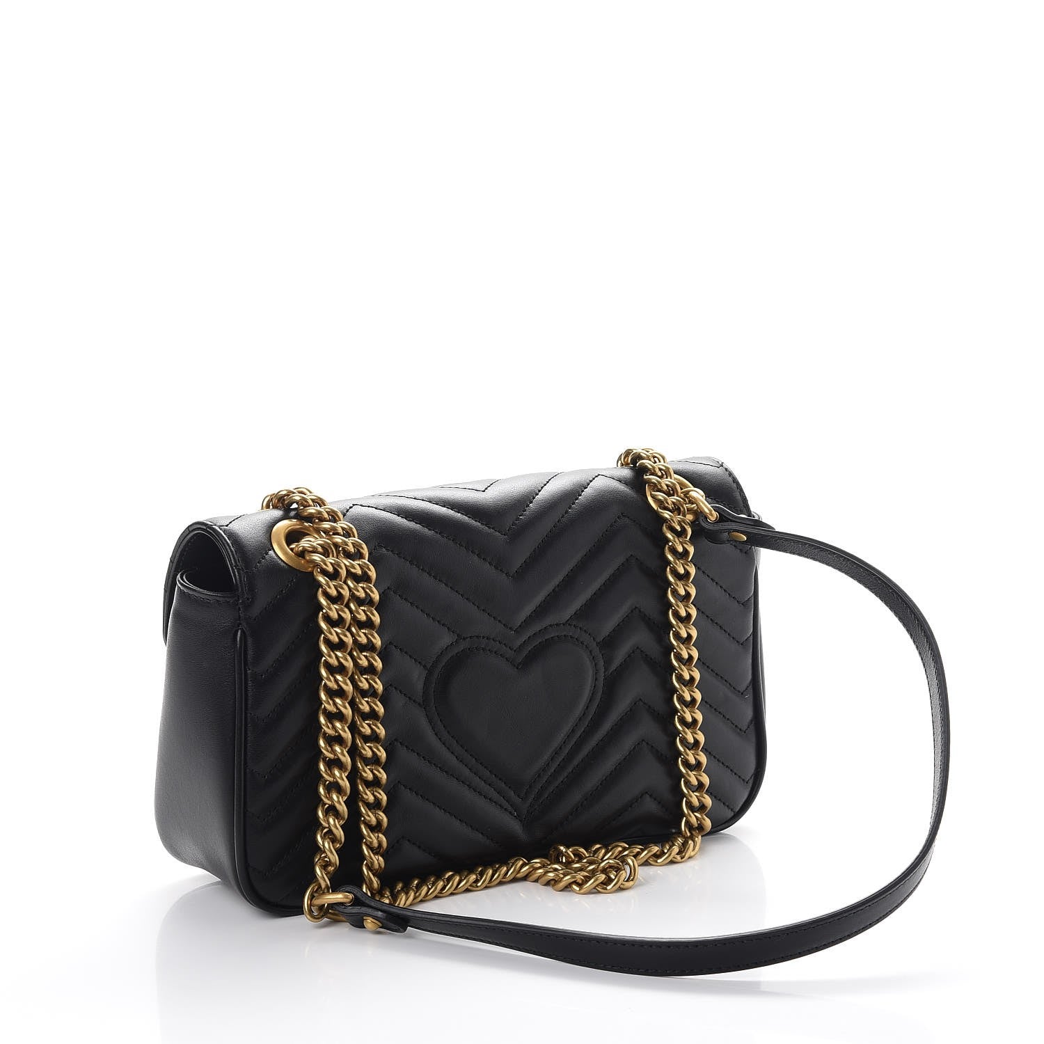 Gucci Calfskin Matelasse Small GG Marmont Shoulder Bag Black 3 of 8