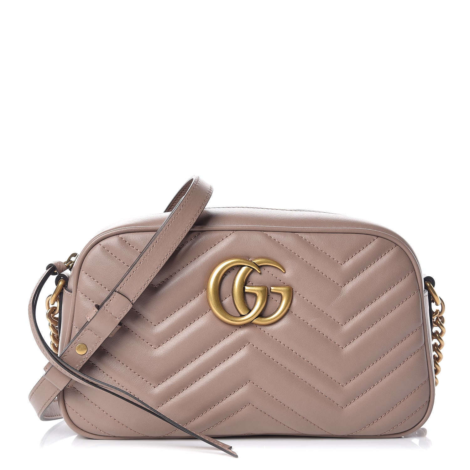 Gucci Calfskin Matelasse Small GG Marmont Chain Shoulder Bag Porcelain Rose 1 of 9