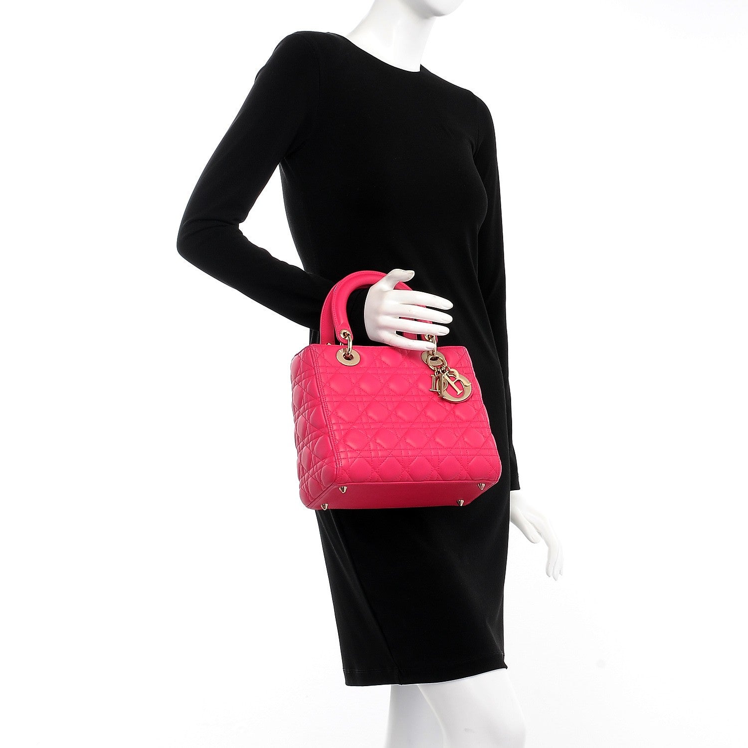 Christian Dior Lambskin Cannage Medium Lady Dior Pink 3 of 8