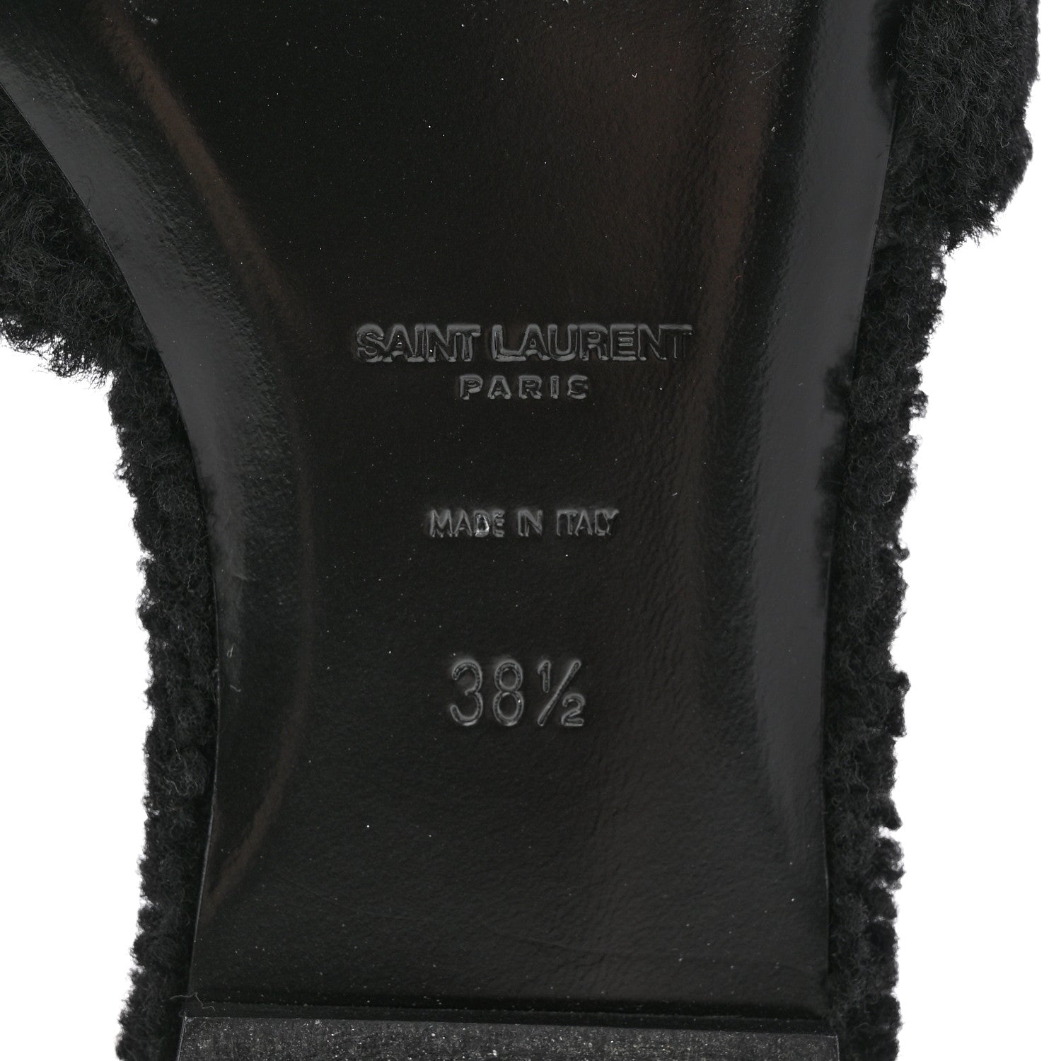 Saint Laurent Shearling Tribute Flat Mules 38.5 Black 6 of 13