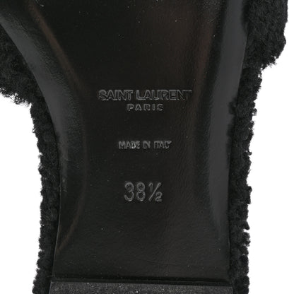 Saint Laurent Shearling Tribute Flat Mules 38.5 Black 6 of 13