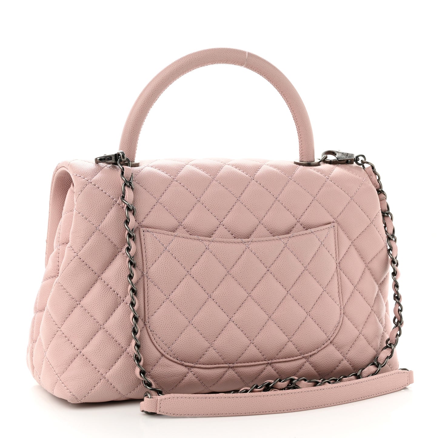 Caviar Quilted Small Coco Handle Flap Light Pink