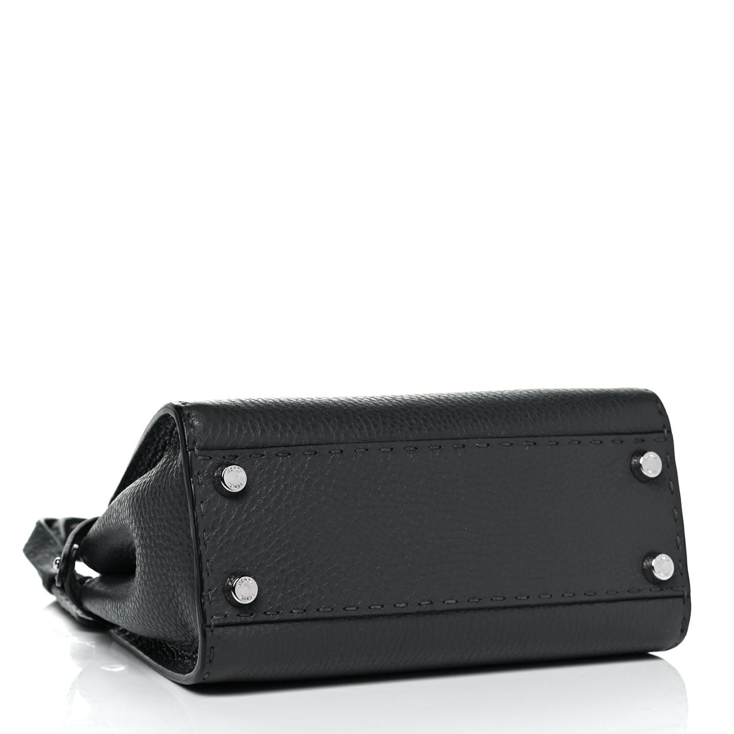 Fendi Cuoio Romano Selleria Bi-Color Mini Peekaboo Iconic Satchel Asfalto Latte 4 of 8