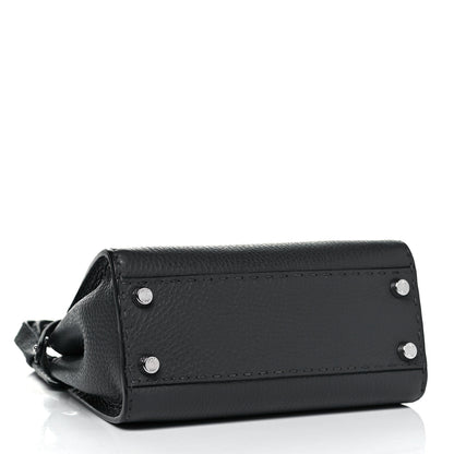 Fendi Cuoio Romano Selleria Bi-Color Mini Peekaboo Iconic Satchel Asfalto Latte 4 of 8