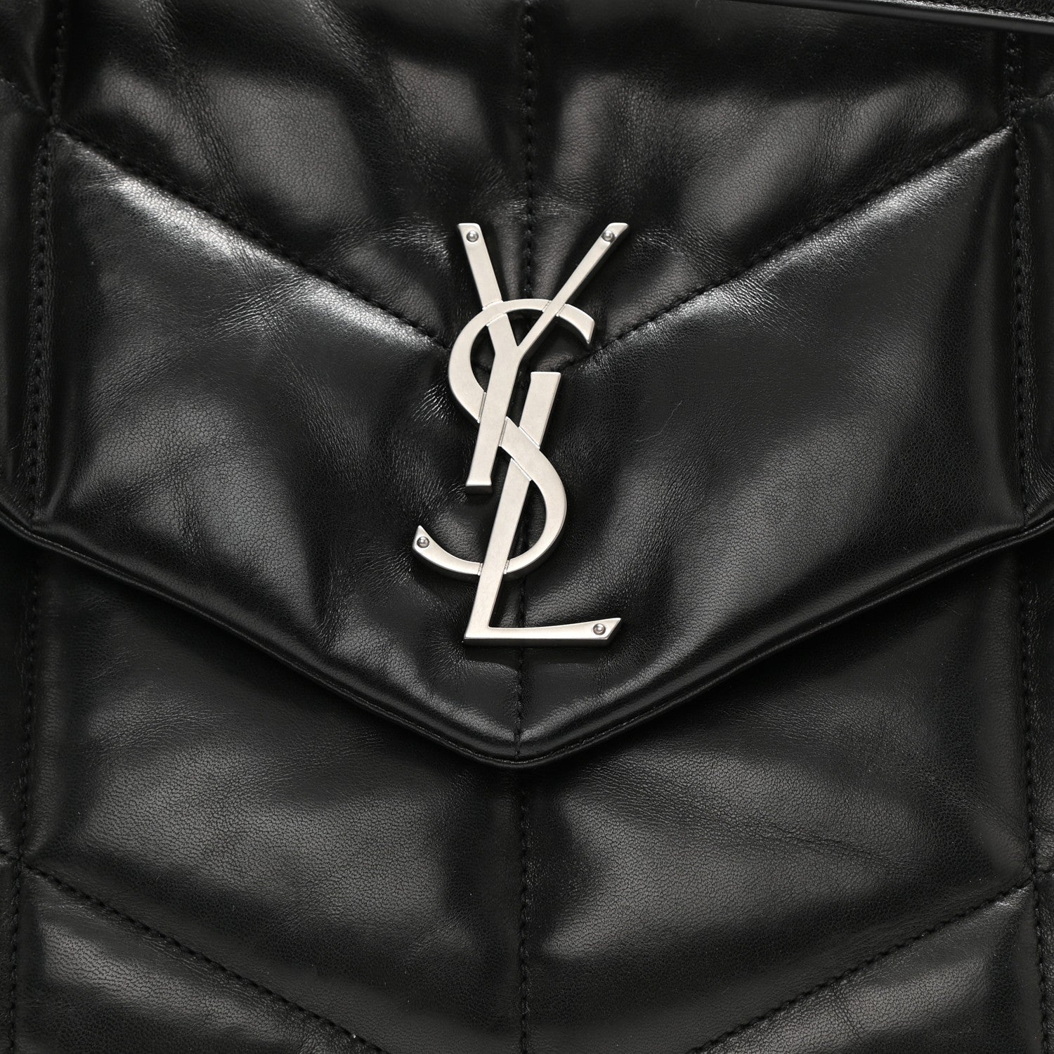 Saint Laurent Lambskin Quilted Medium Loulou Puffer Monogram Chain Satchel Black 8 of 8