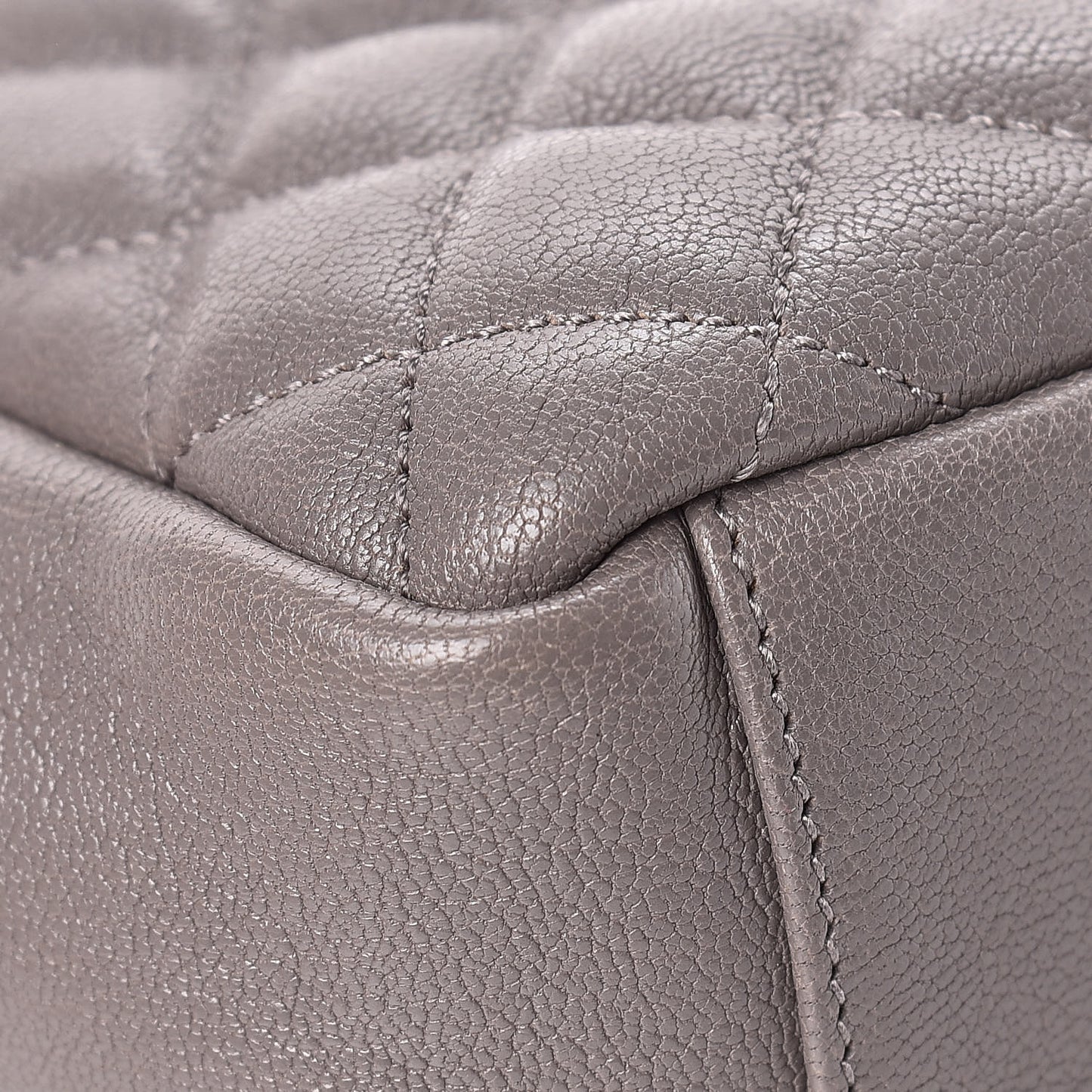 Sheepskin Tri-Quilt Monogram Medium College Bag Gray