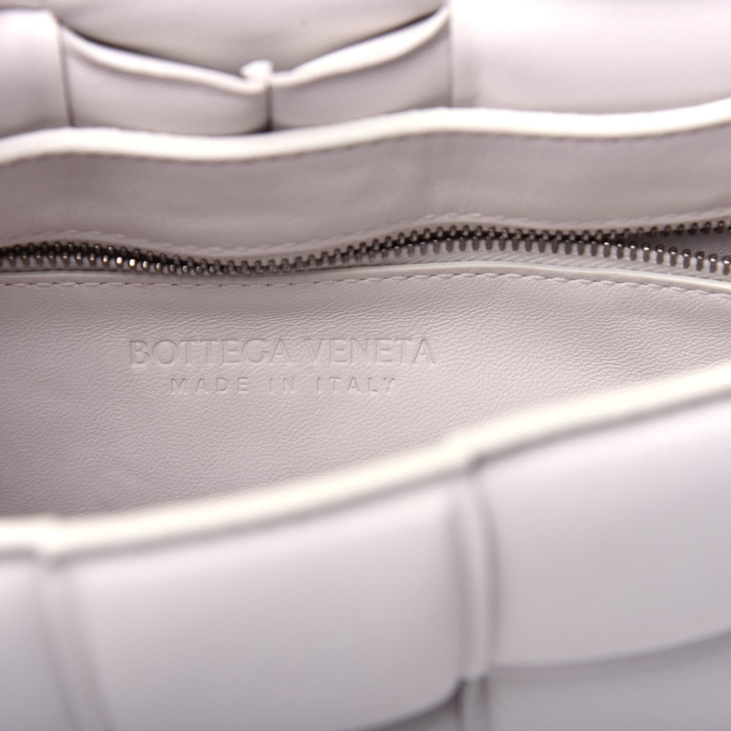 Nappa Maxi Intreccio Padded Cassette Crossbody Bag White