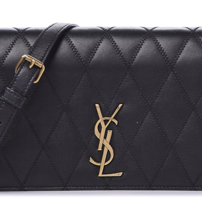 Saint Laurent Lambskin Diamond Quilted Monogram Angie Chain Bag Black 14 of 15