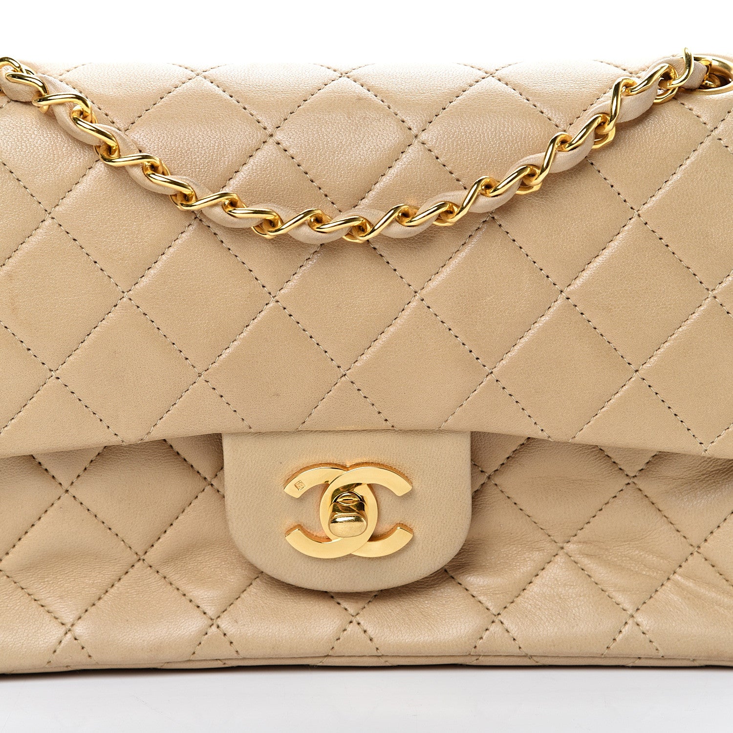 Chanel Lambskin Quilted Small Double Flap Beige 8 of 15