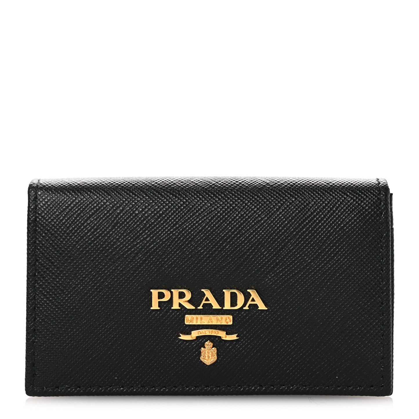 Saffiano Metal Flap Card Holder Black