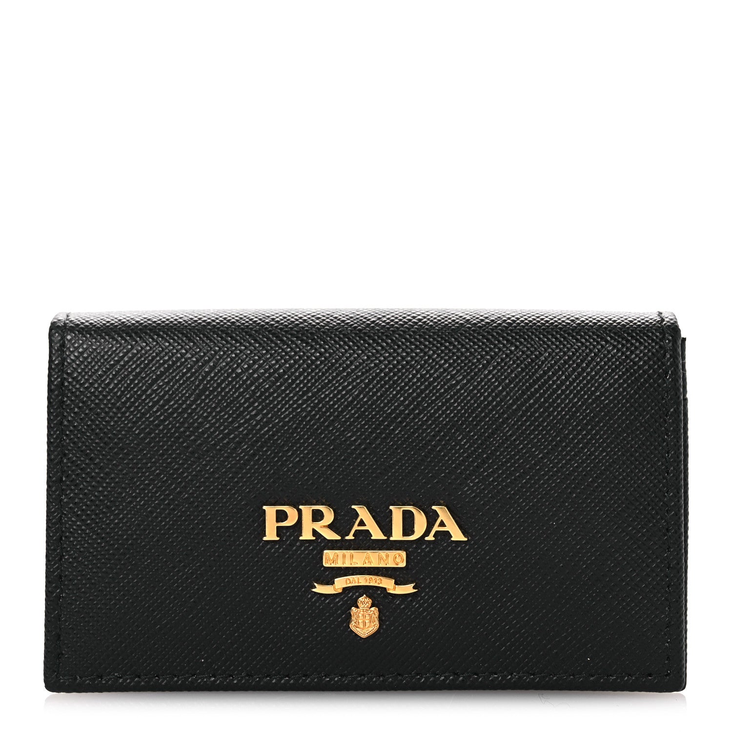 Prada Saffiano Metal Flap Card Holder Black 1 of 7