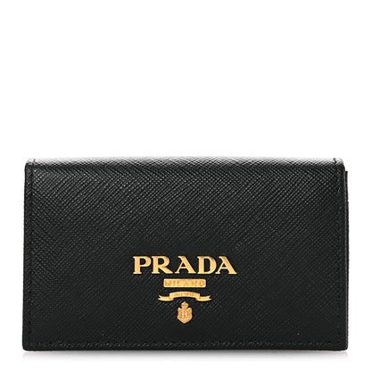 Prada Saffiano Metal Flap Card Holder Black 1 of 7