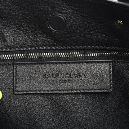 Balenciaga Calfskin Papier Mini A4 Zip Around Tote Black Chartreuse 8 of 9
