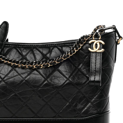 Chanel Aged Calfskin Quilted Medium Gabrielle Hobo Black 8 of 16