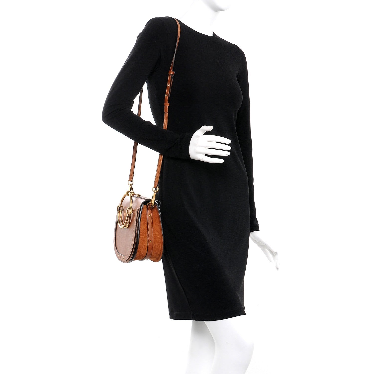 Chloe Calfskin Suede Medium Nile Bracelet Bag Caramel 2 of 7