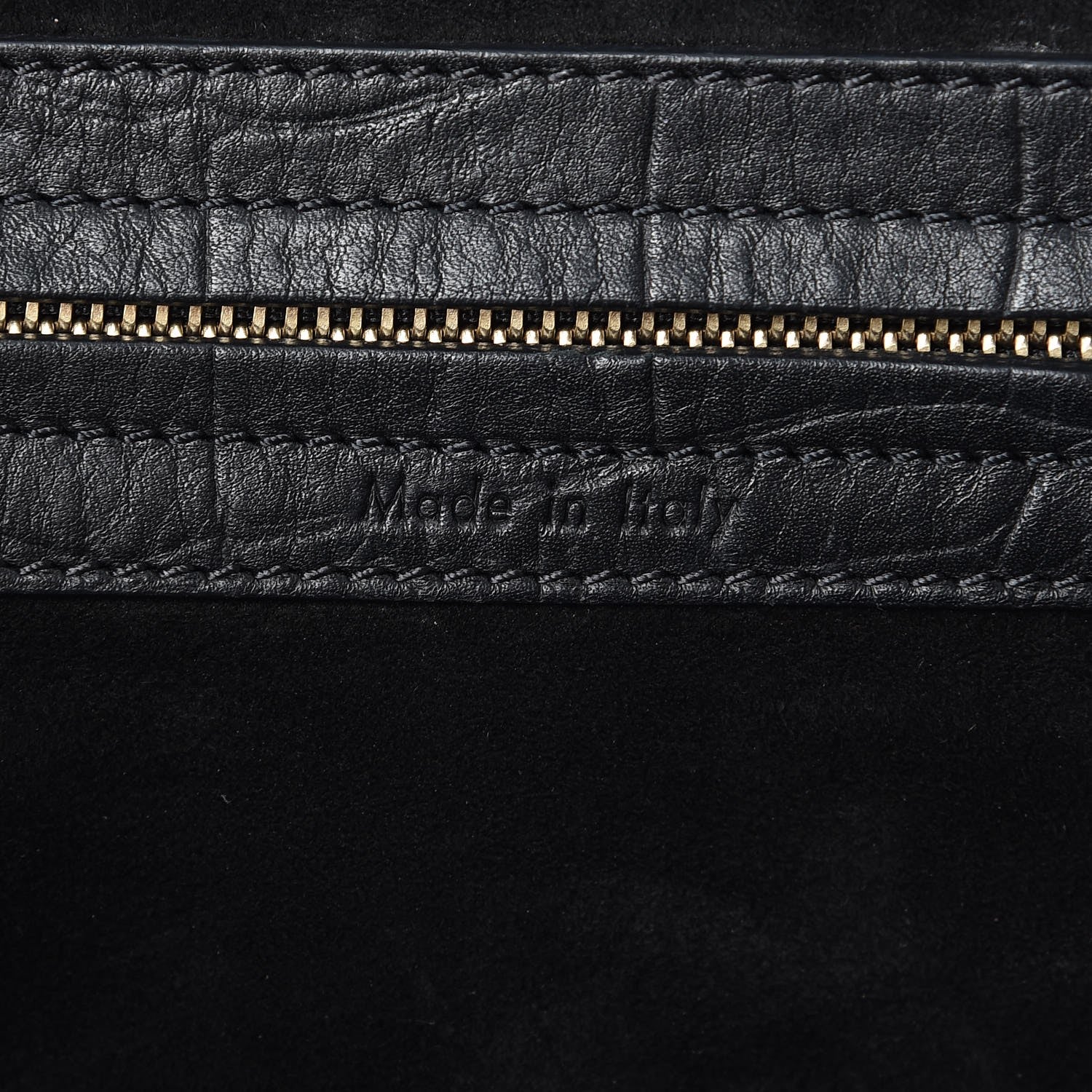 Celine Crocodile Embossed Calfskin Medium Phantom Luggage Black 7 of 12