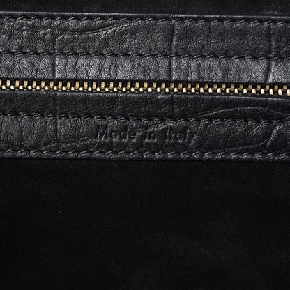Celine Crocodile Embossed Calfskin Medium Phantom Luggage Black 7 of 12
