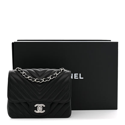 Chanel Lambskin Chevron Quilted Mini Square Flap Black 11 of 11