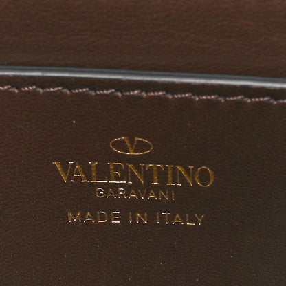 Valentino Garavani Raffia One Stud Chain Clutch Dark Brown 6 of 9