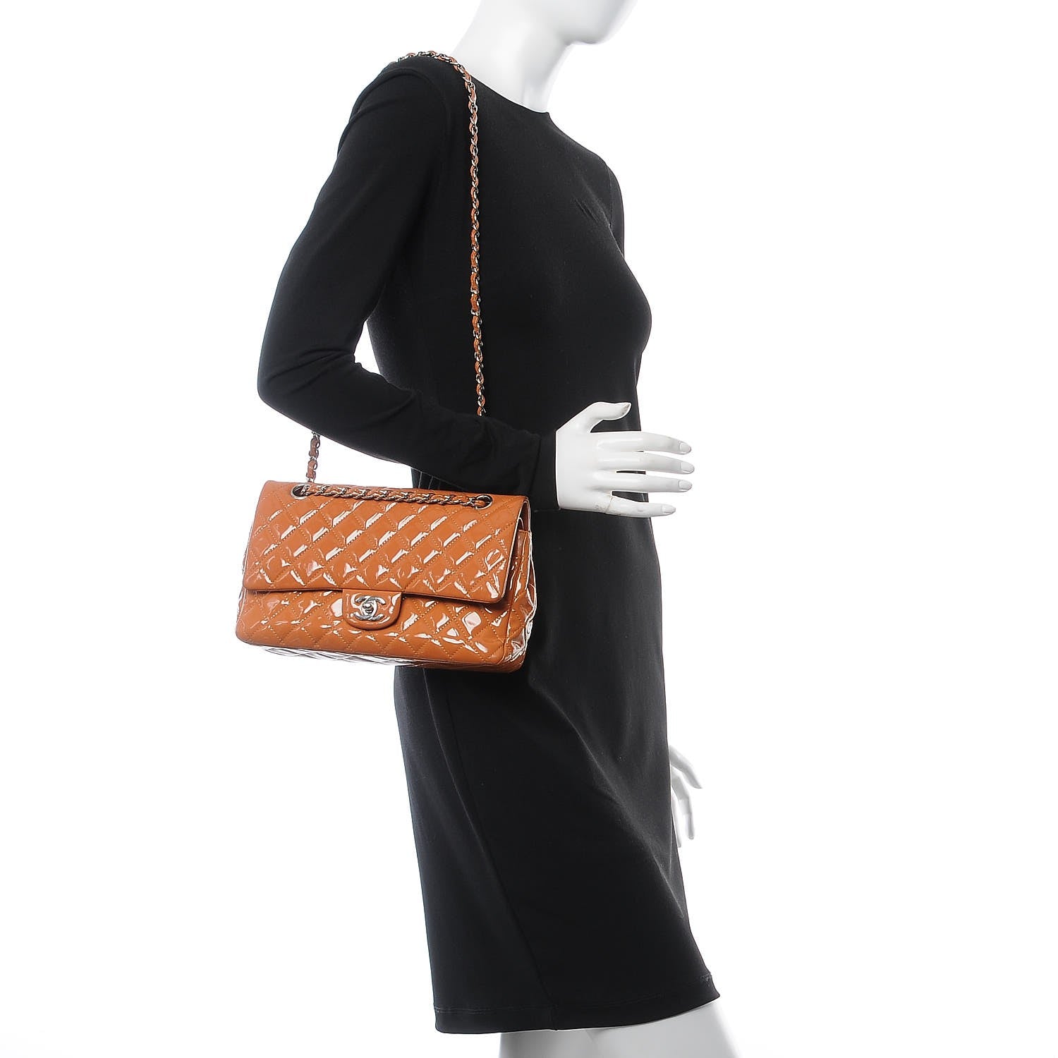 Chanel Patent Quilted Medium Double Flap Orange 3 of 13