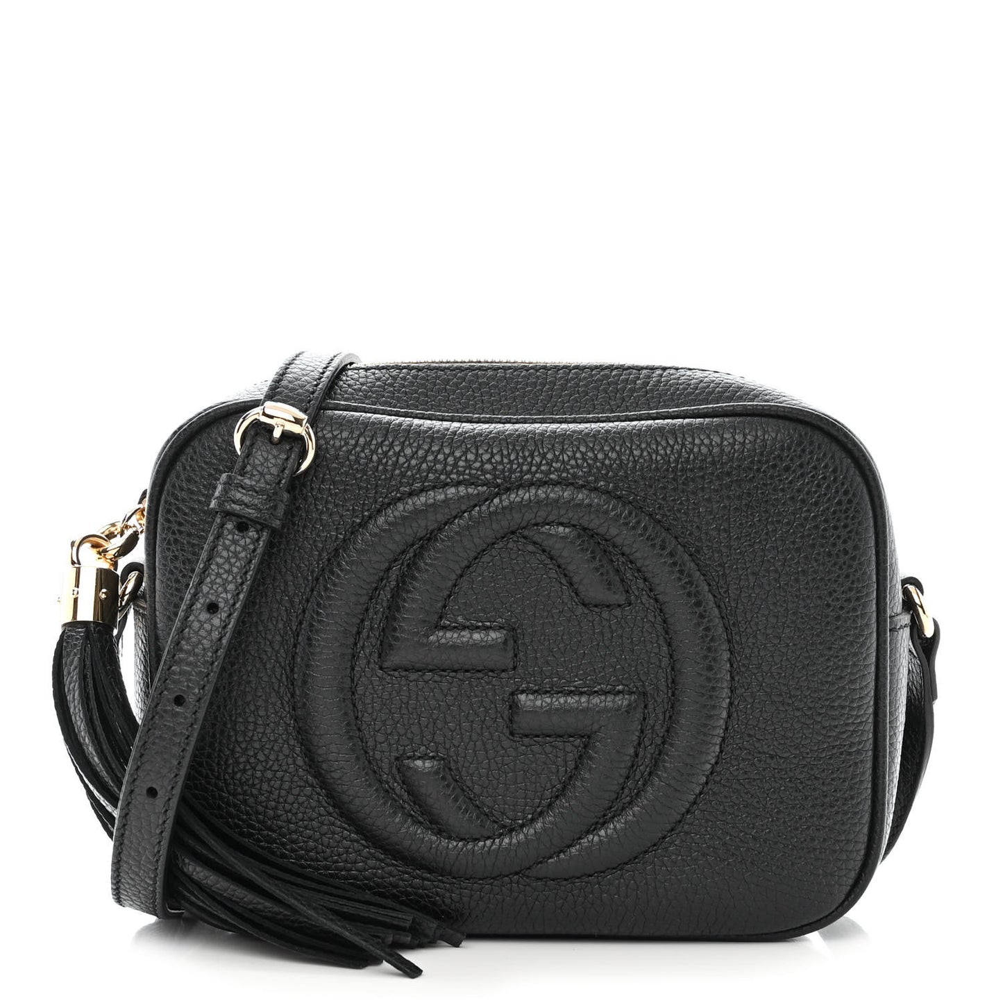 Pebbled Calfskin Small Soho Disco Bag Black