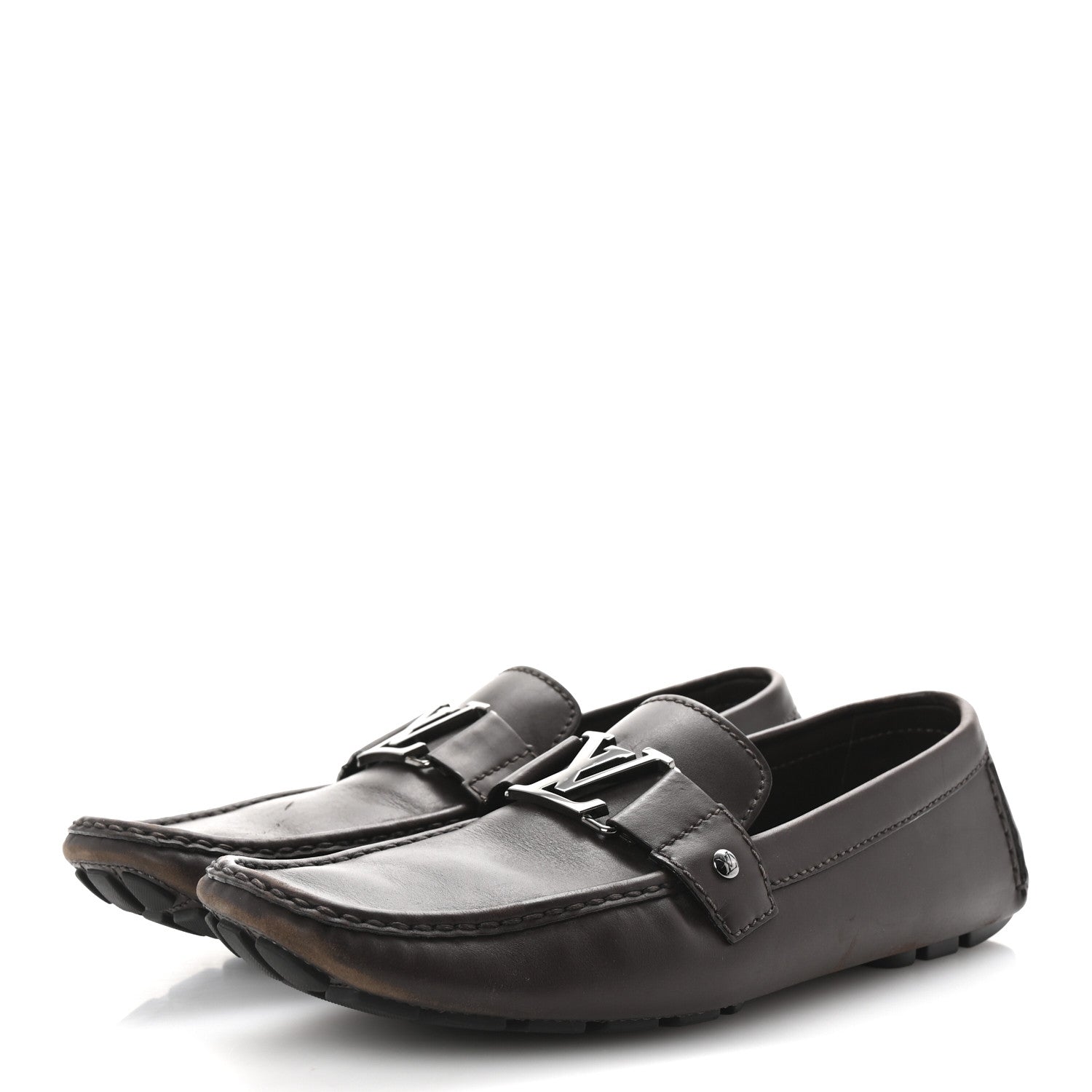 Louis Vuitton Calfskin Mens Monte Carlo Shoe Moccasin Loafers 11 Brown 4 of 8