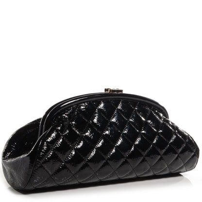 Chanel Distressed Patent Quilted Timeless Clutch Black 3 of 8