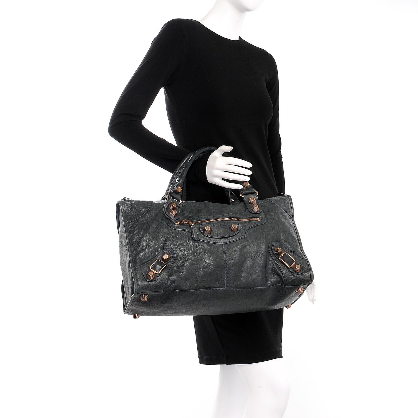 Agneau Giant 21 Rose Gold Hardware Work Anthracite
