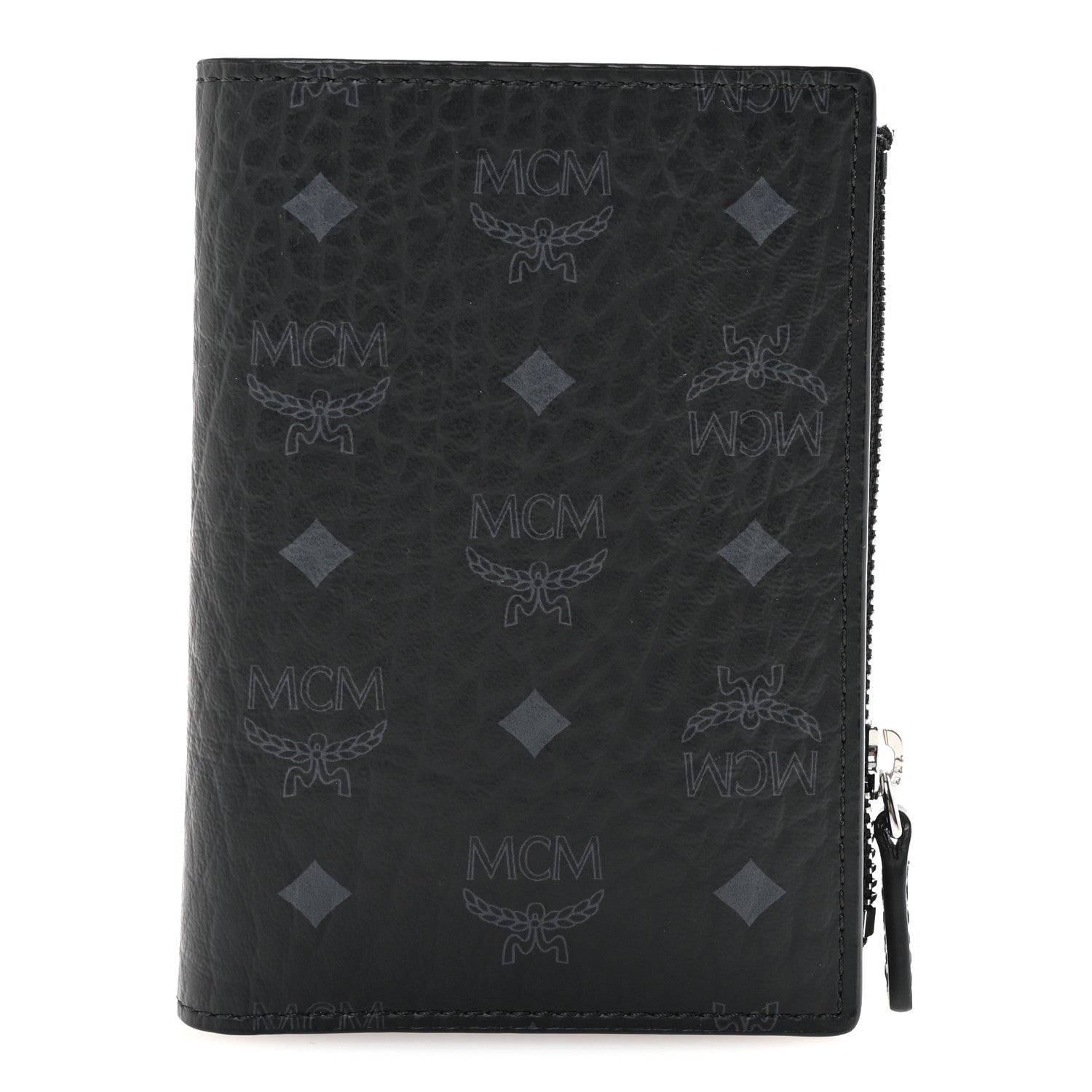MCM Visetos Mini Bifold Zip Card Wallet Black 1 of 7