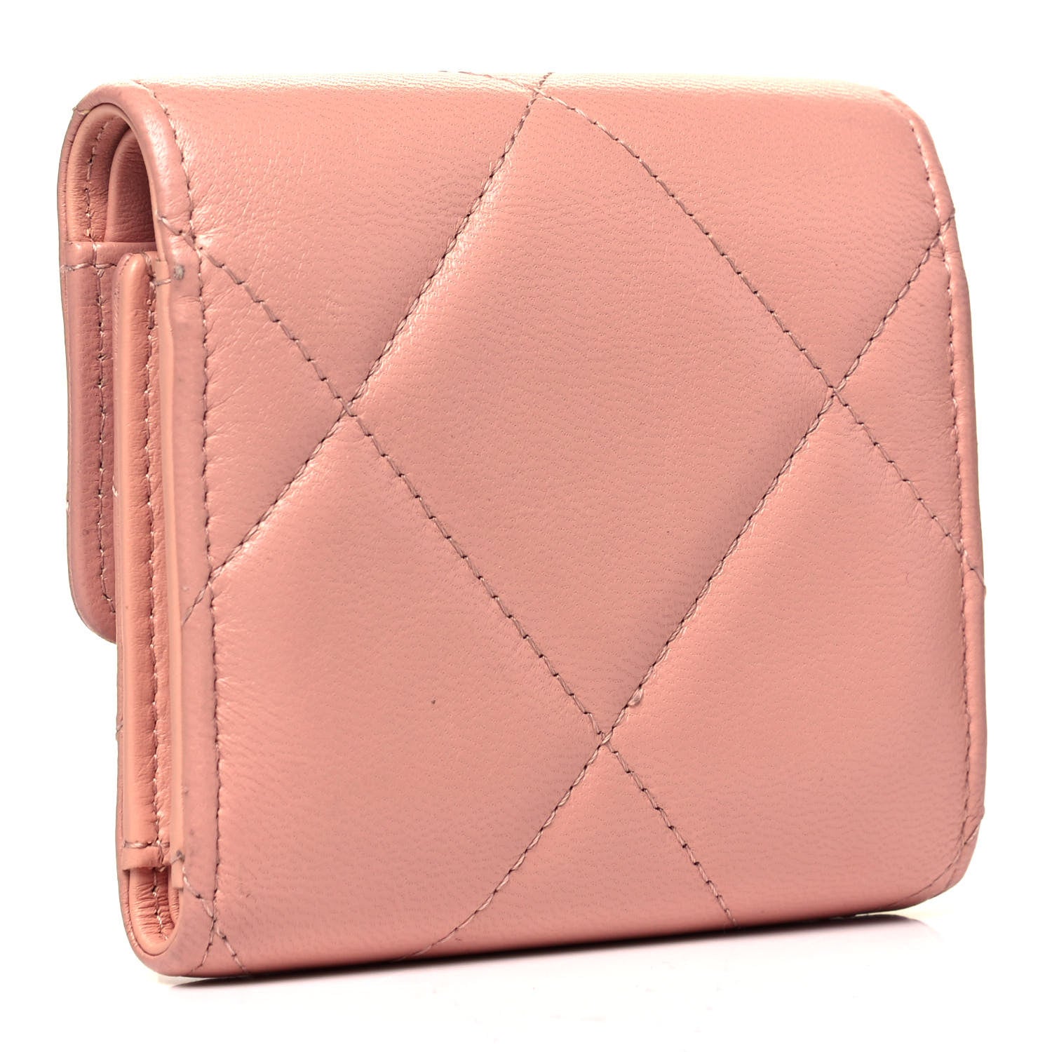 Chanel Goatskin Quilted Chanel 19 Small Flap Wallet Pink 3 of 10