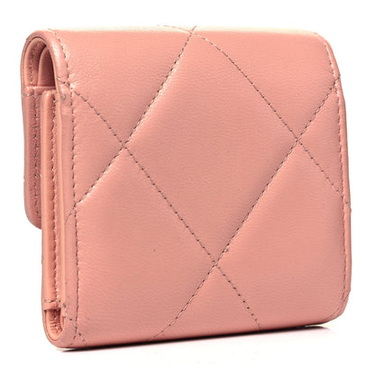 Chanel Goatskin Quilted Chanel 19 Small Flap Wallet Pink 3 of 10