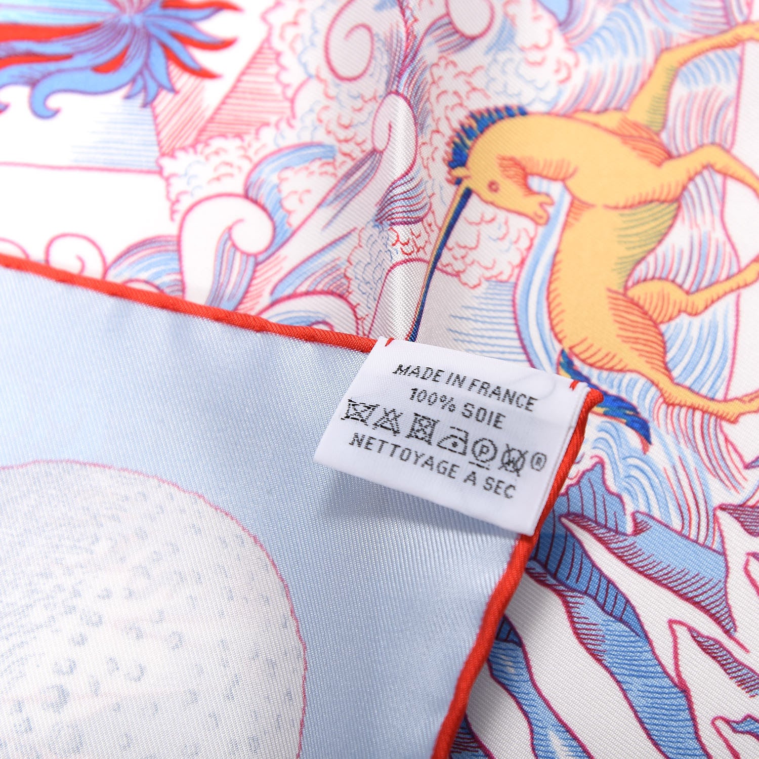 Hermes Silk Cosmographia Universalis Scarf 90 Ciel White Rouge 5 of 7