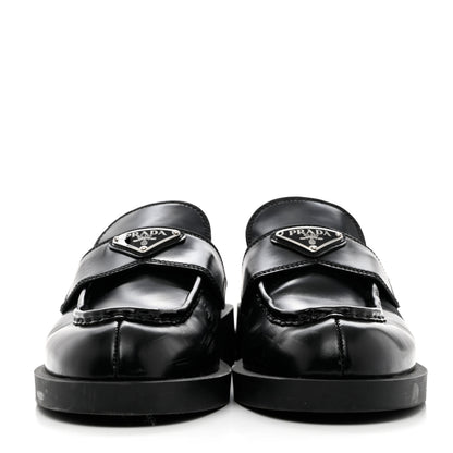 Prada Spazzolato Metal Triangle Logo 40mm Loafer Mules 39.5 Black 2 of 9