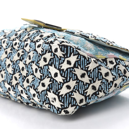 Fendi Beaded Lizard Mama Baguette Blue Yellow 7 of 14
