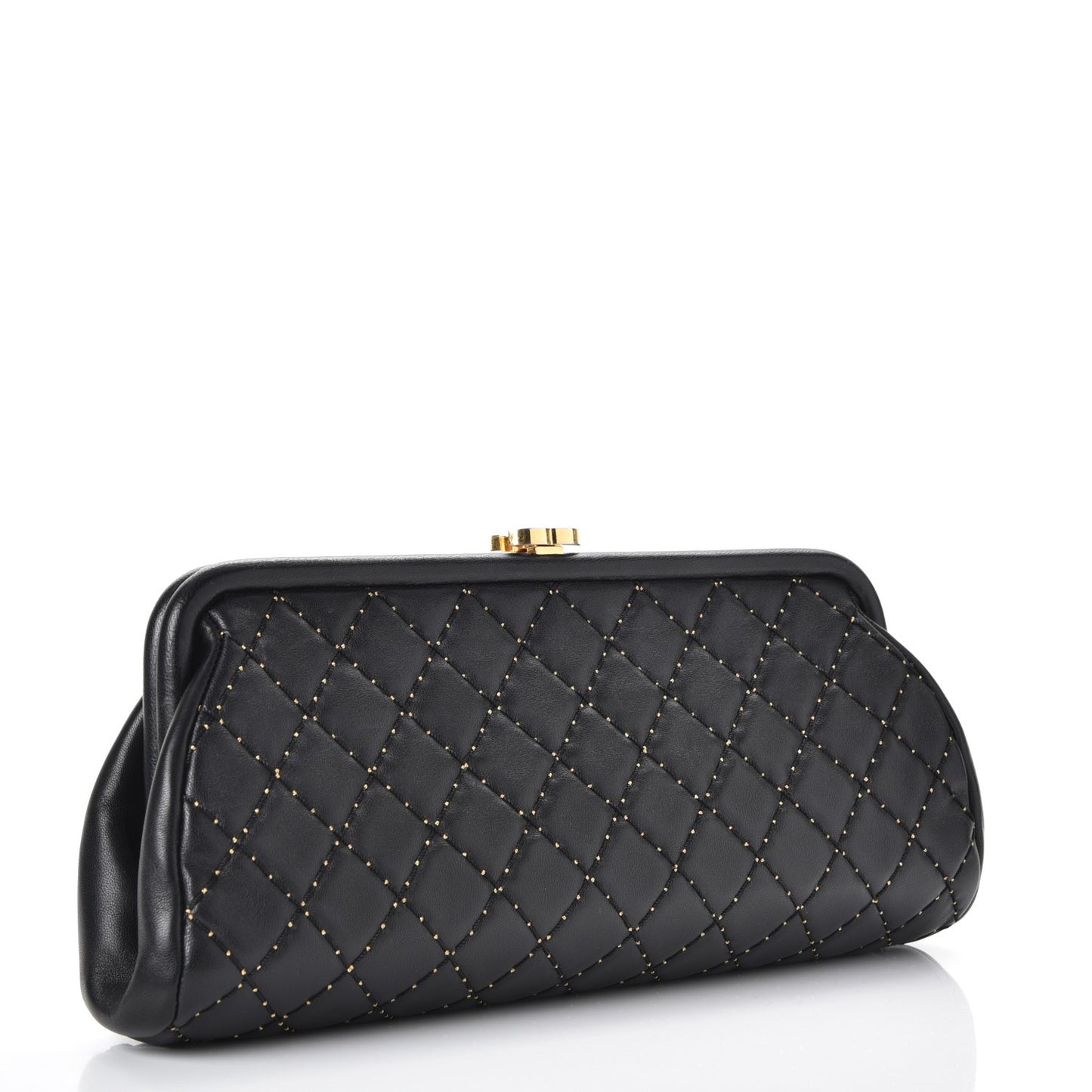 Lambskin Stitched Timeless Clutch Black
