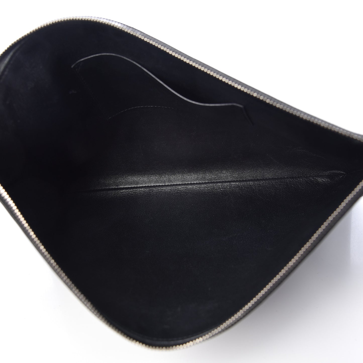 Calfskin Ville Logo Zip Pouch Black