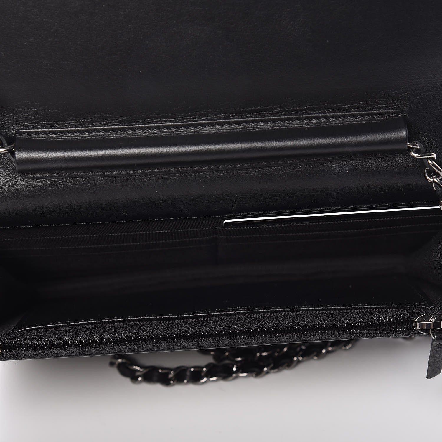 Chanel Canvas Studded CC Wallet On Chain WOC Black 6 of 14
